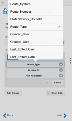 Choosing a field from the network layer